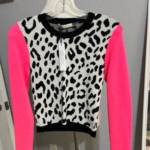 Alice and Olivia Leopard Hot Pink sweater